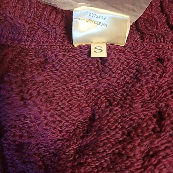 Kilronan Knitwear Ireland Merino Wool  Zip High Neck Maroon Sweater Sz S  NWOT - Picture 11 of 14